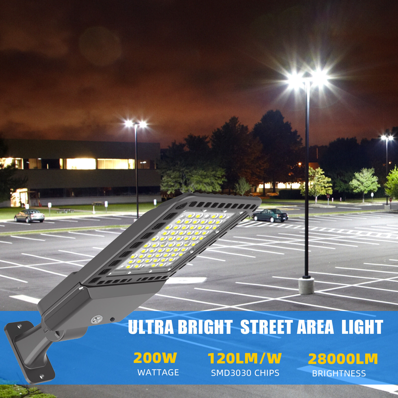 5 Years warranty IP65 parking lot 200w Roadway led shoebox & street Pole Fixture
