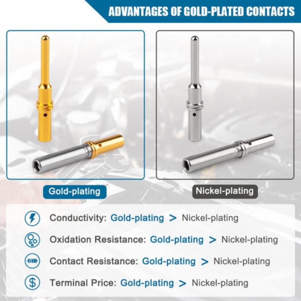60 pcs Deutsch DT Terminal 16-20 AWG Gold Solid Pin 0460-202-1631 0462-201-1631