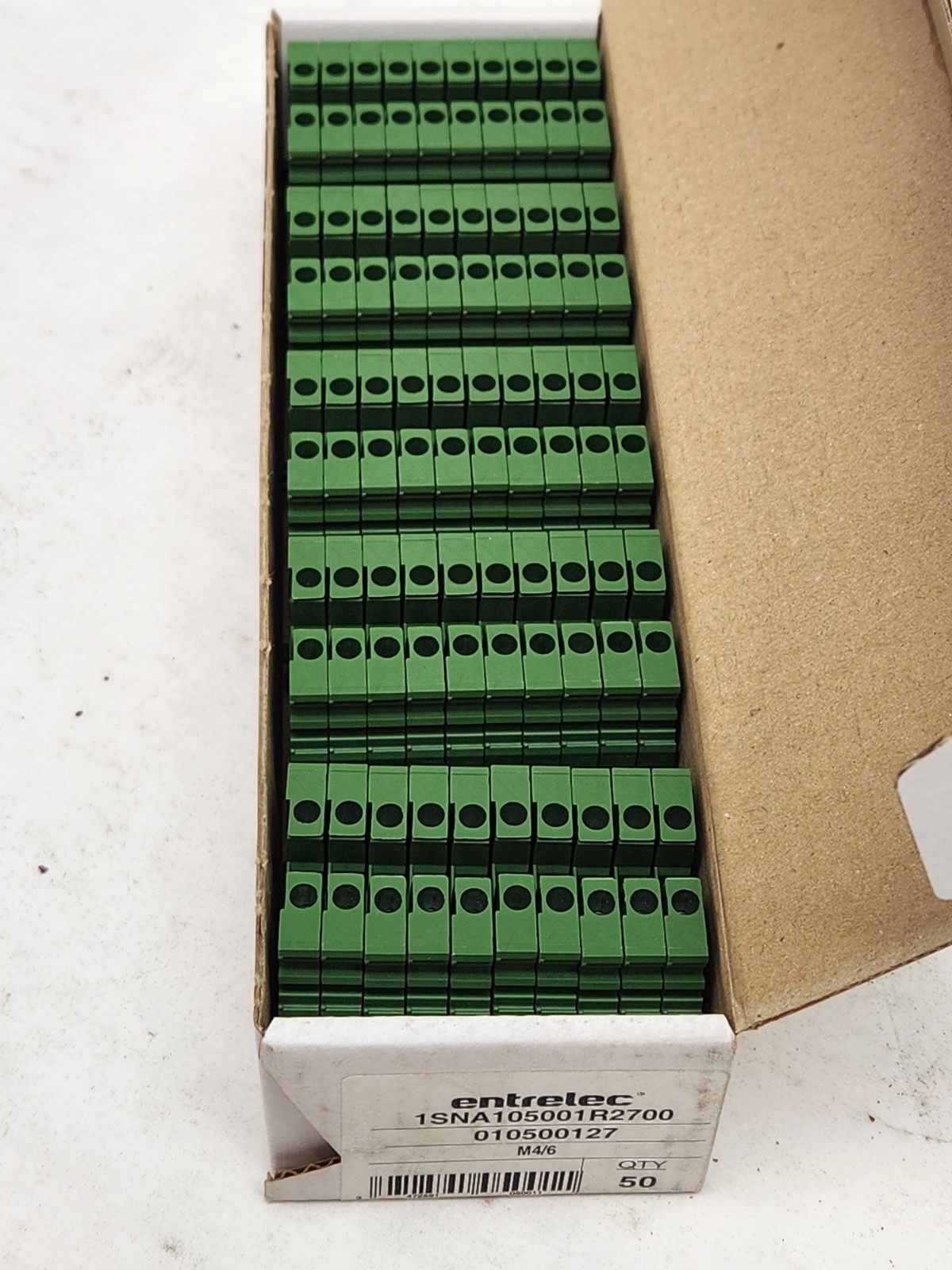 BOX OF 50! Entrelec M4/6 1SNA105001R2700 Terminal Blocks Connector Green