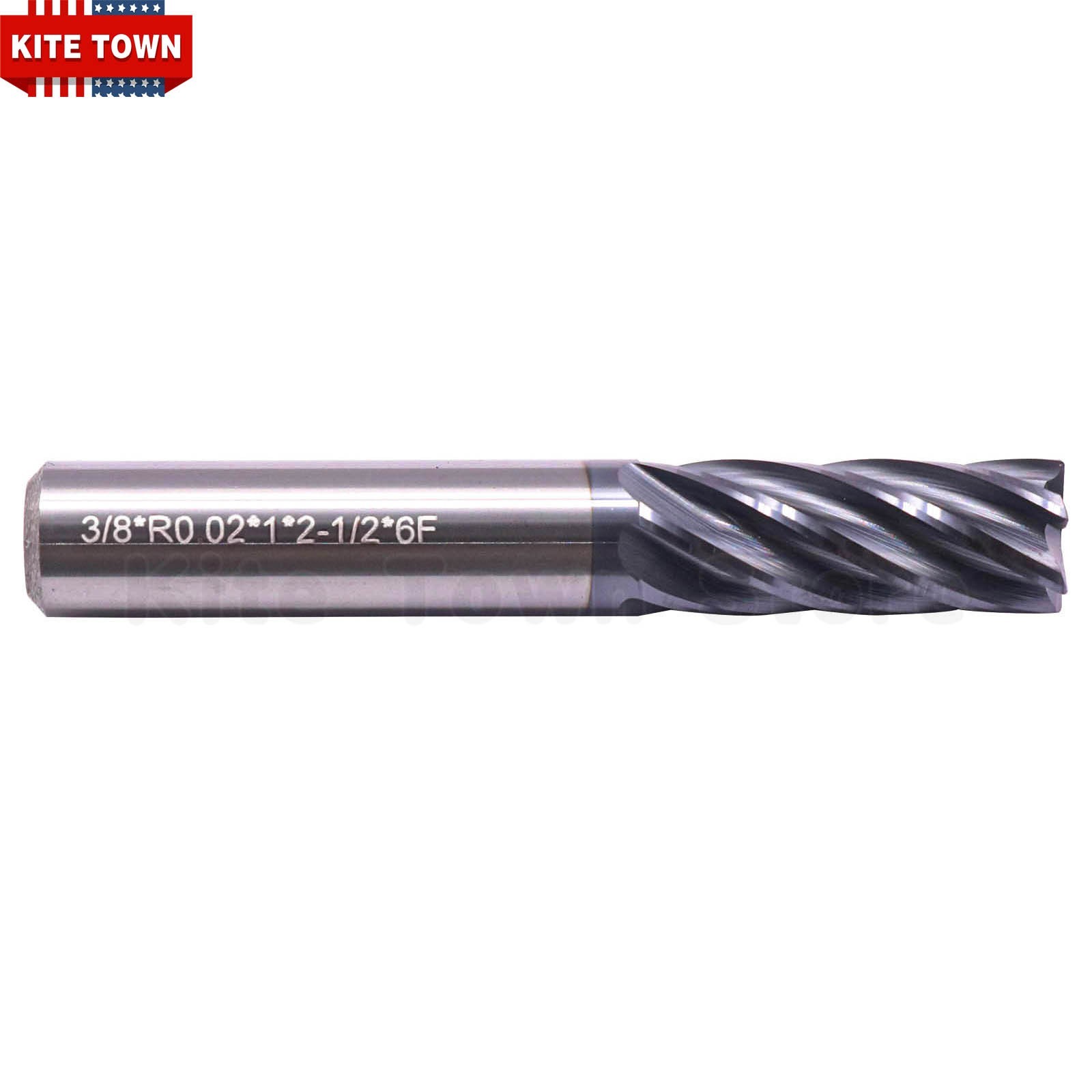 3/8″ 6 Flute Variable Helix Carbide End Mill – .020 Corner Radius – AlCrN Coated