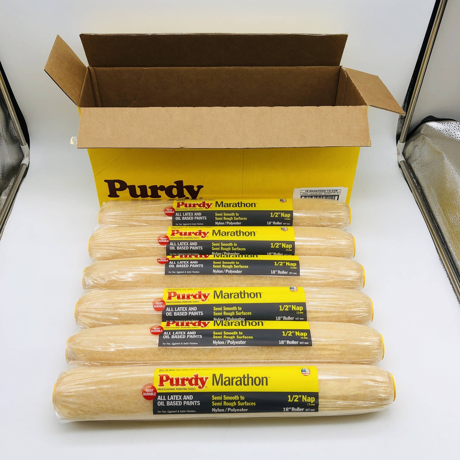 Purdy 144602183 Paint Roller Cover 1/2in Nap by 18in Semi Smooth-Rough 6 Pack