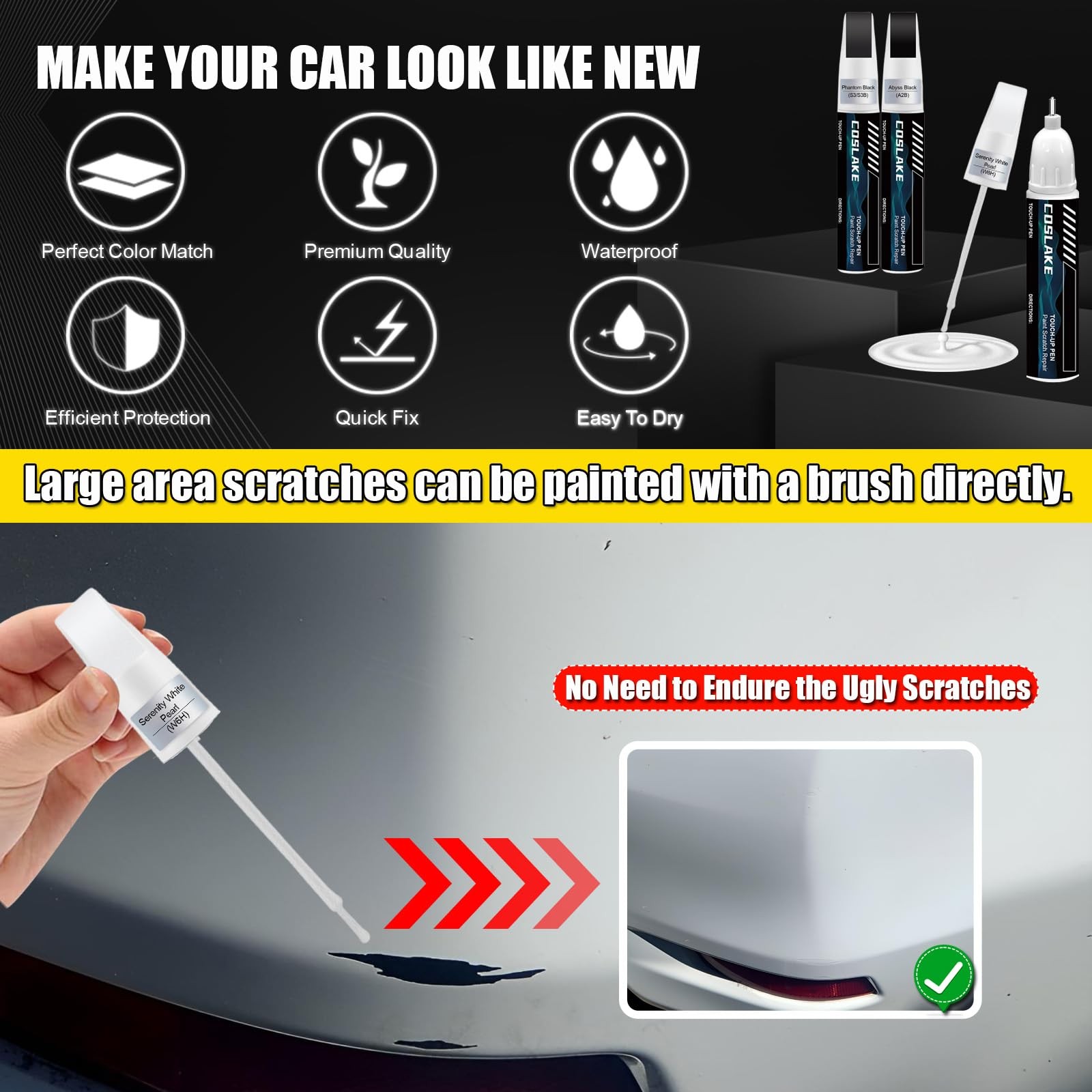 Car Touch Up Paint(Ice/Quartz White Pearl Tricoat(W8/WW8)) for Hyundai, Car P