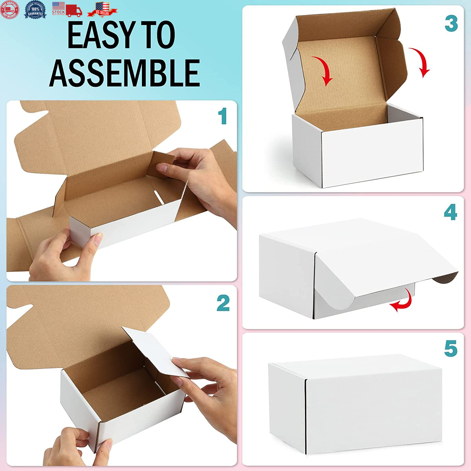 Shipping Boxes 7X5X2 Inches White Small Mailing Boxes 25 Pack Cardboard Corrugat