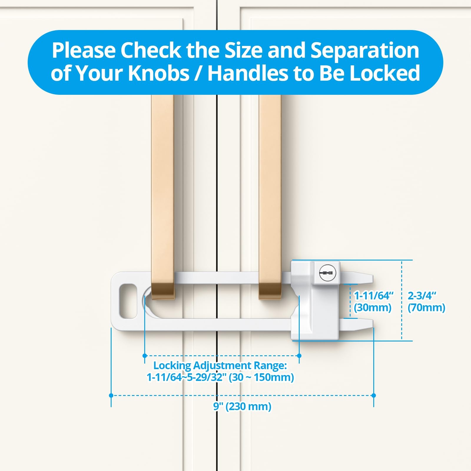 Keyed Cabinet Lock, 2 Locks 4 Keys, Key Alike, Childproof Drawer Latch