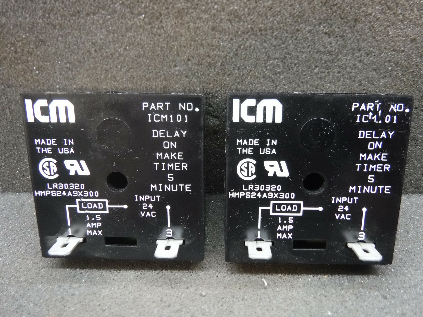 ICM, HMPS24A9X300, LR30320, Delay Timer 5 Minutes, Relay (Used) ** Lot of 2 **