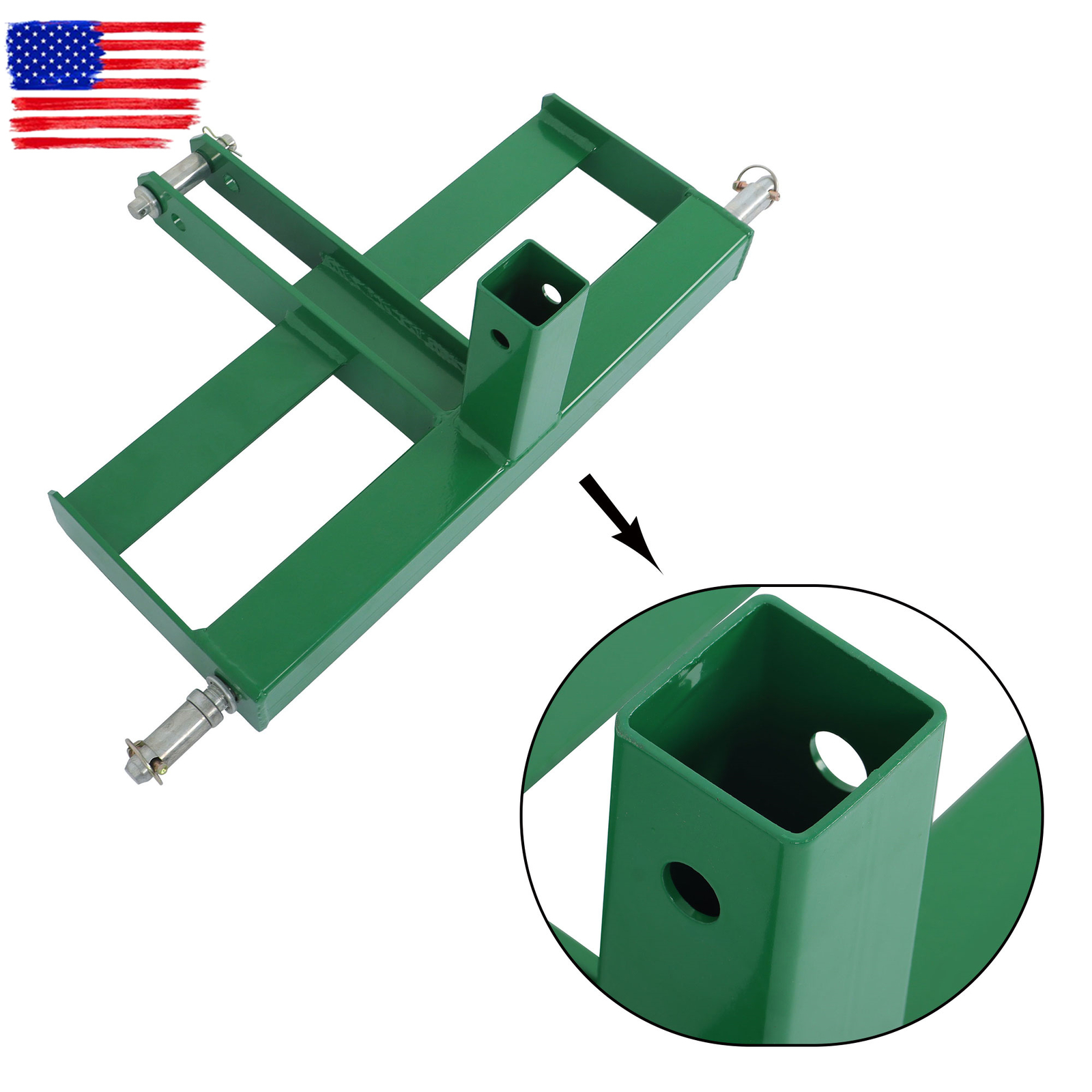 3 Point 2″ Receiver Hitch Drawbar W/Suitcase Weight Brackets For CAT 1 Tractor