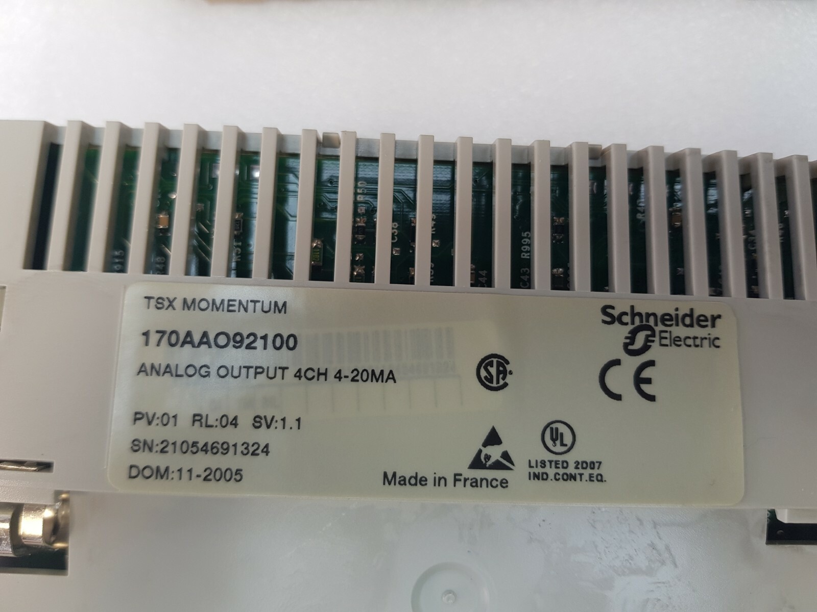 SCHNEIDER TSX MOMENTUM 170AAO92100 ANALOG OUTPUT 4CH 4-20MA