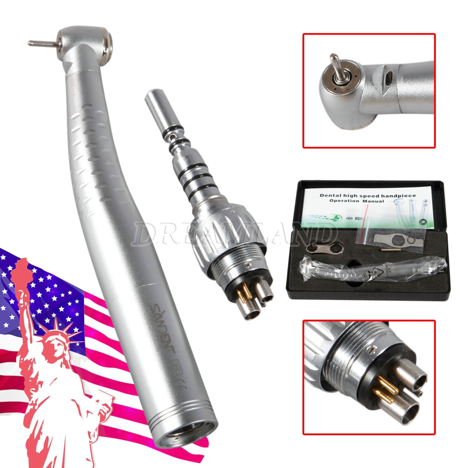 Dental LED Fiber Optic High Speed Handpiece / with Quick Coupler 6 Pin