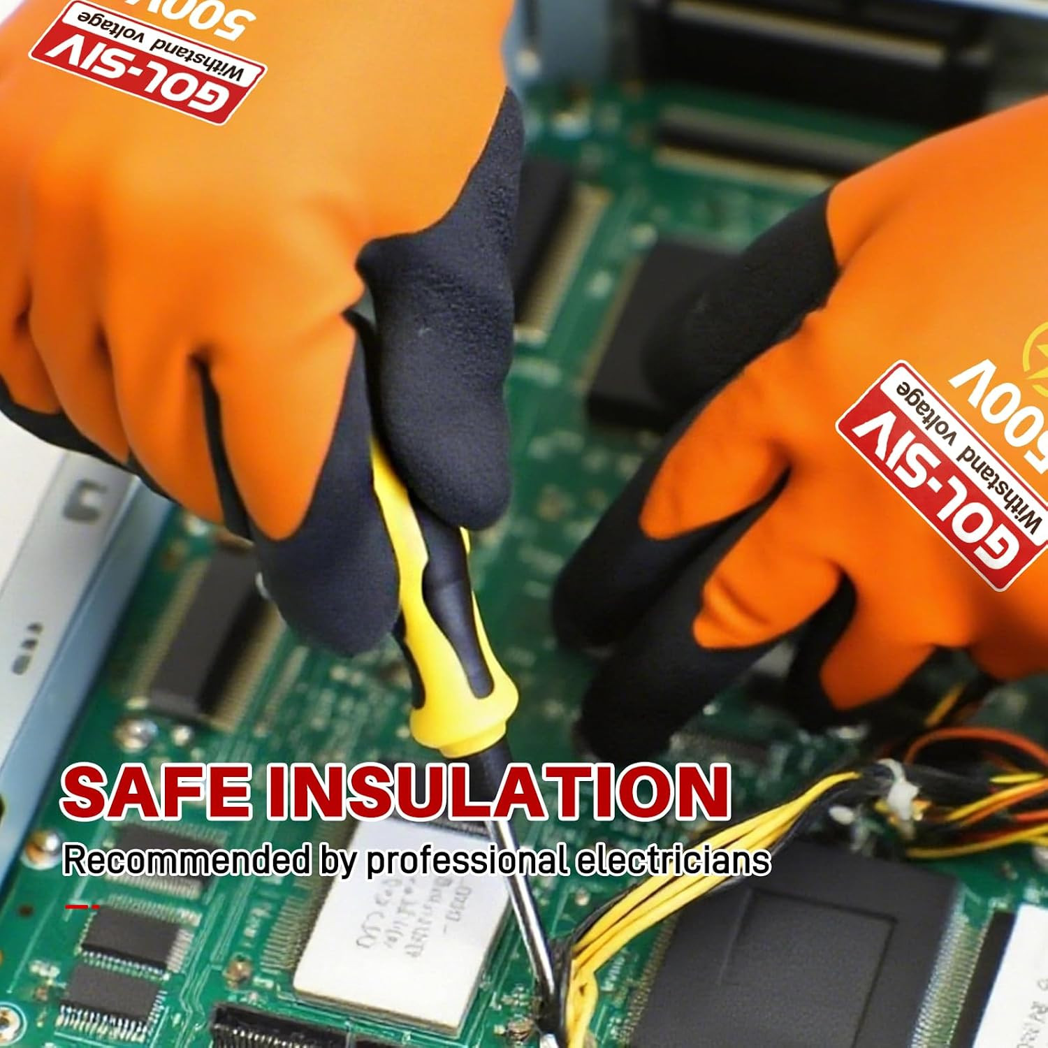 Electrical Insulated Gloves, 500V High Voltage Resistance Electrician Safety