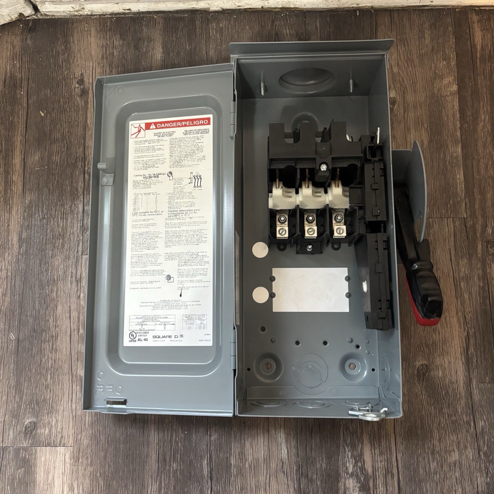 Square D HU361RB New Box Heavy Duty Disconnect Switch 30 Amp 600v 3 PhaseNema 3R