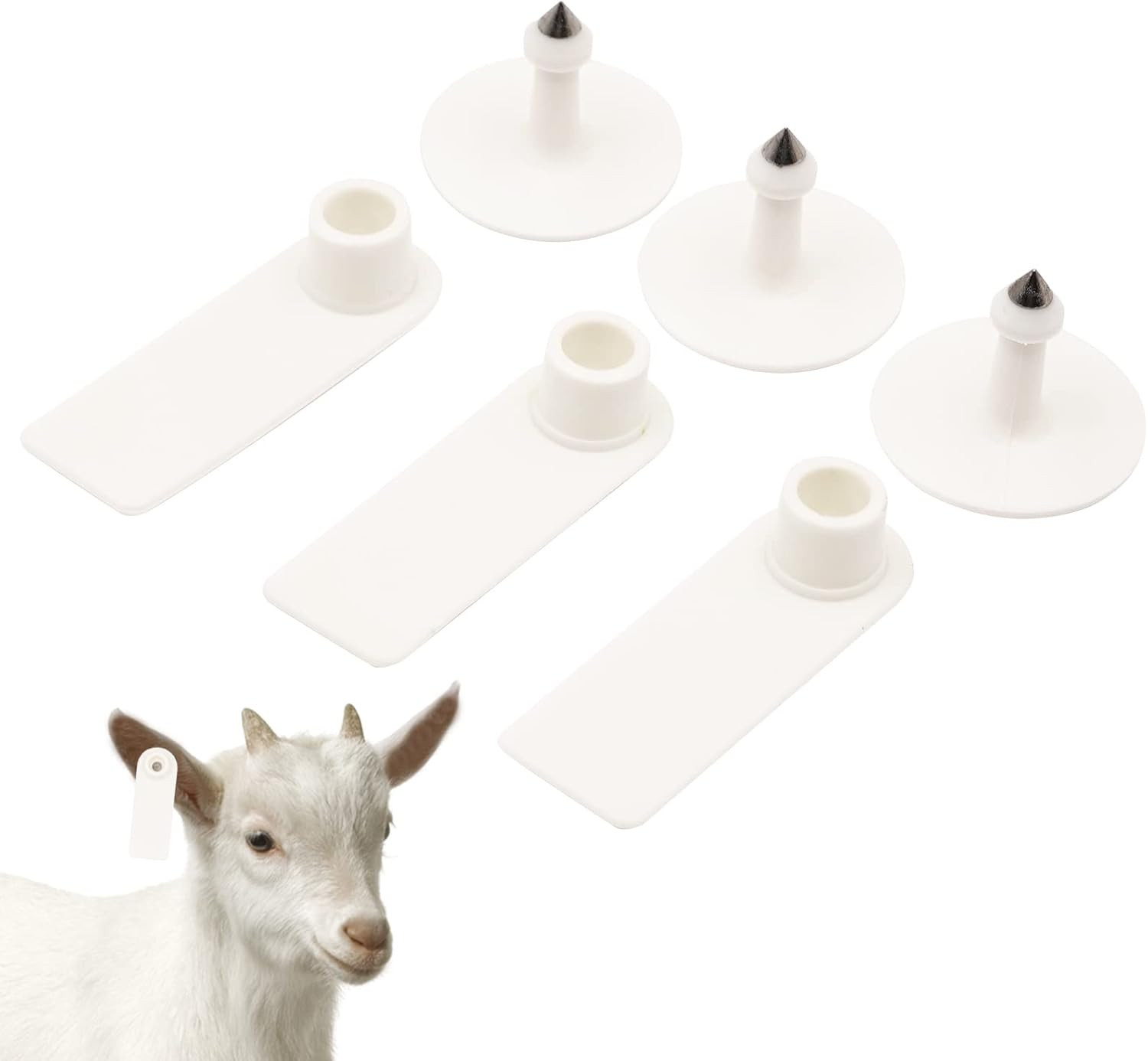 100 Blank Livestock Ear Tags for Goat, Sheep, Cattle, and Pigs (White)