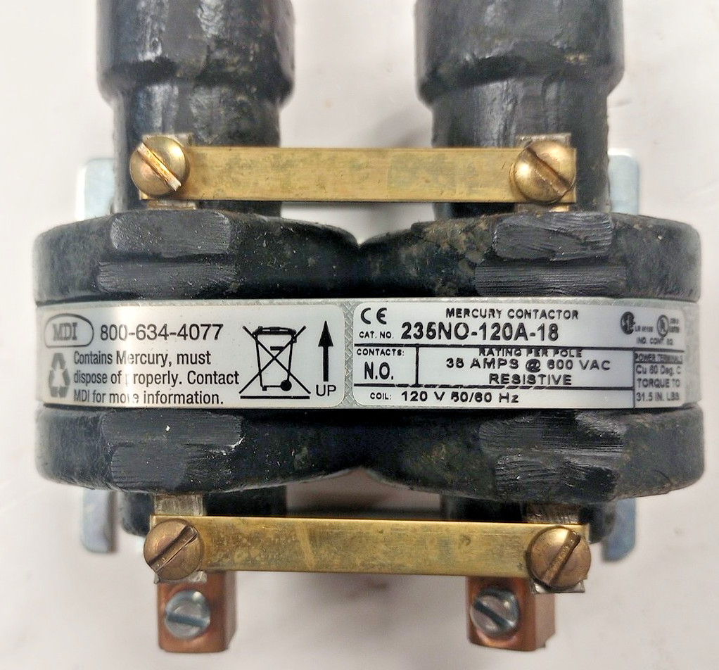 MDI 2P 35A 480V (600V RATED) NO MERCURY RELAY MODEL # 235NO-120V-18