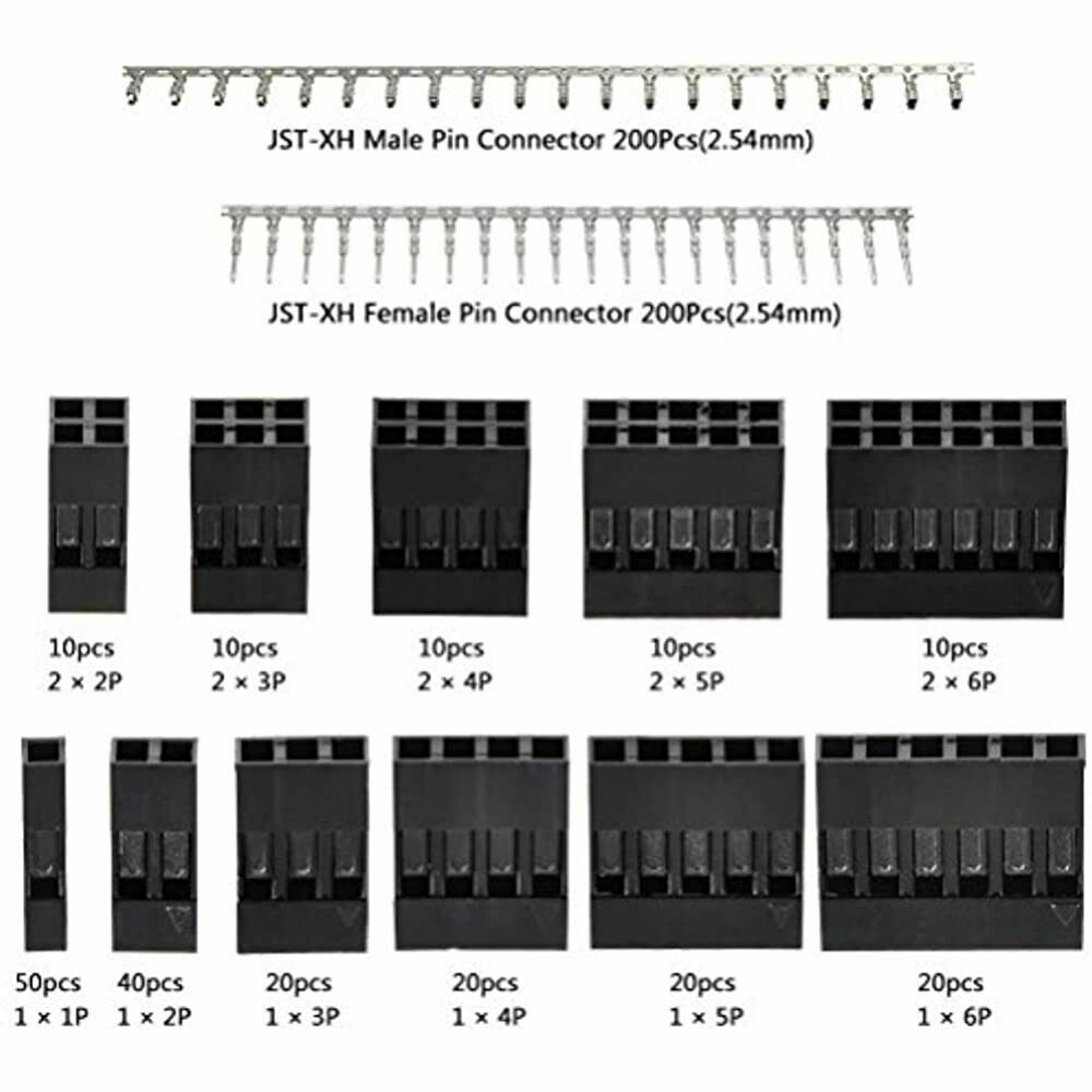 620Pcs 2.54mm Pitch SM Housing Connector Male Female Crimp Pins Adaptor Jst Kit