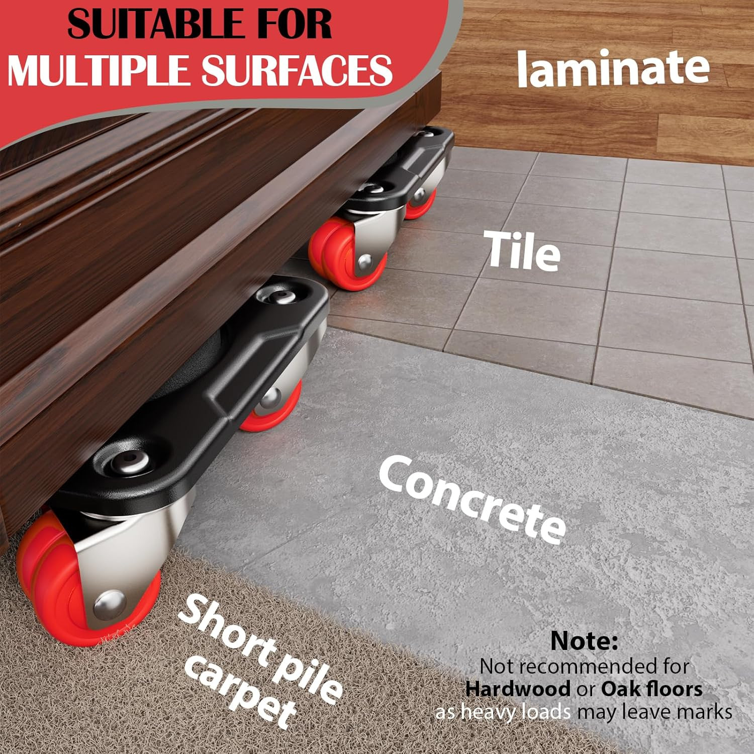 Furniture Mover Ultra 8 Wheels Heavy Item Moving Tool Dolly 1650 Lbs Capacity