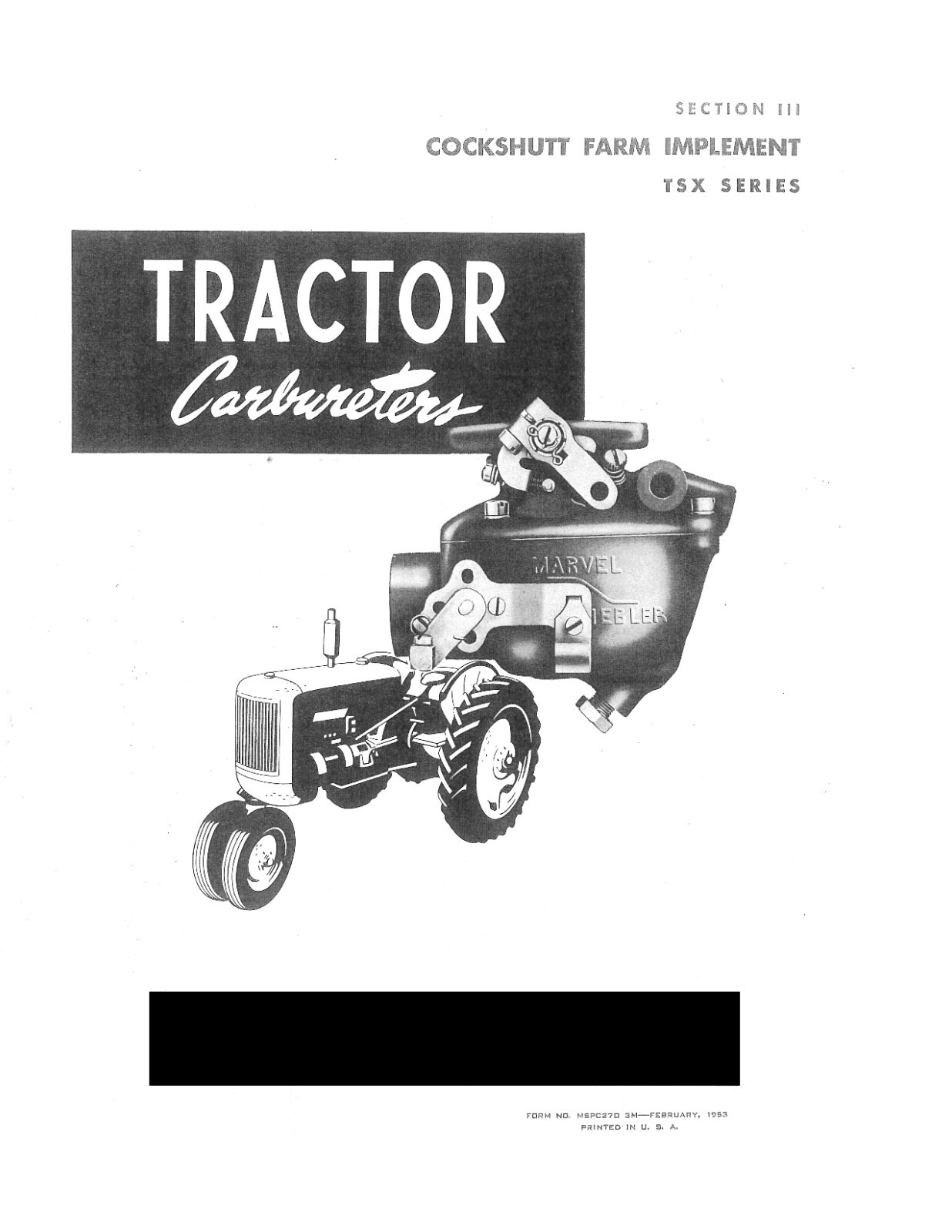 Identification Chart Marvel Schebler Tractor Carburetors Sec. 3 Cockshutt Farm