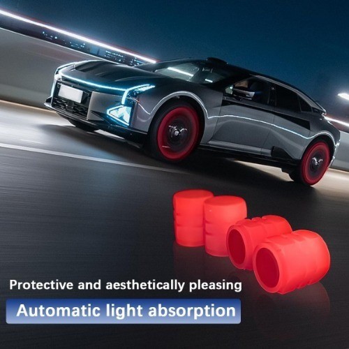 Fluorescent Luminous Tire Valve Stem Caps, 12PCS Red Air Caps for C Color: Red