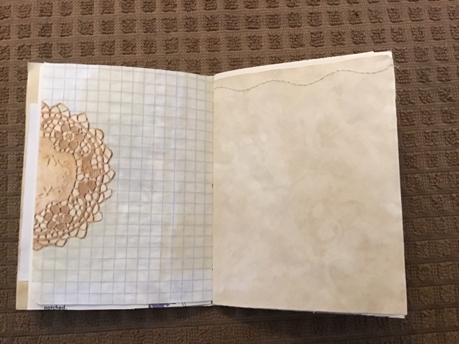 Handmade Naked Junk Journal 5-1/2” x 4-1/4” Mushroom & Leaves Print Cover
