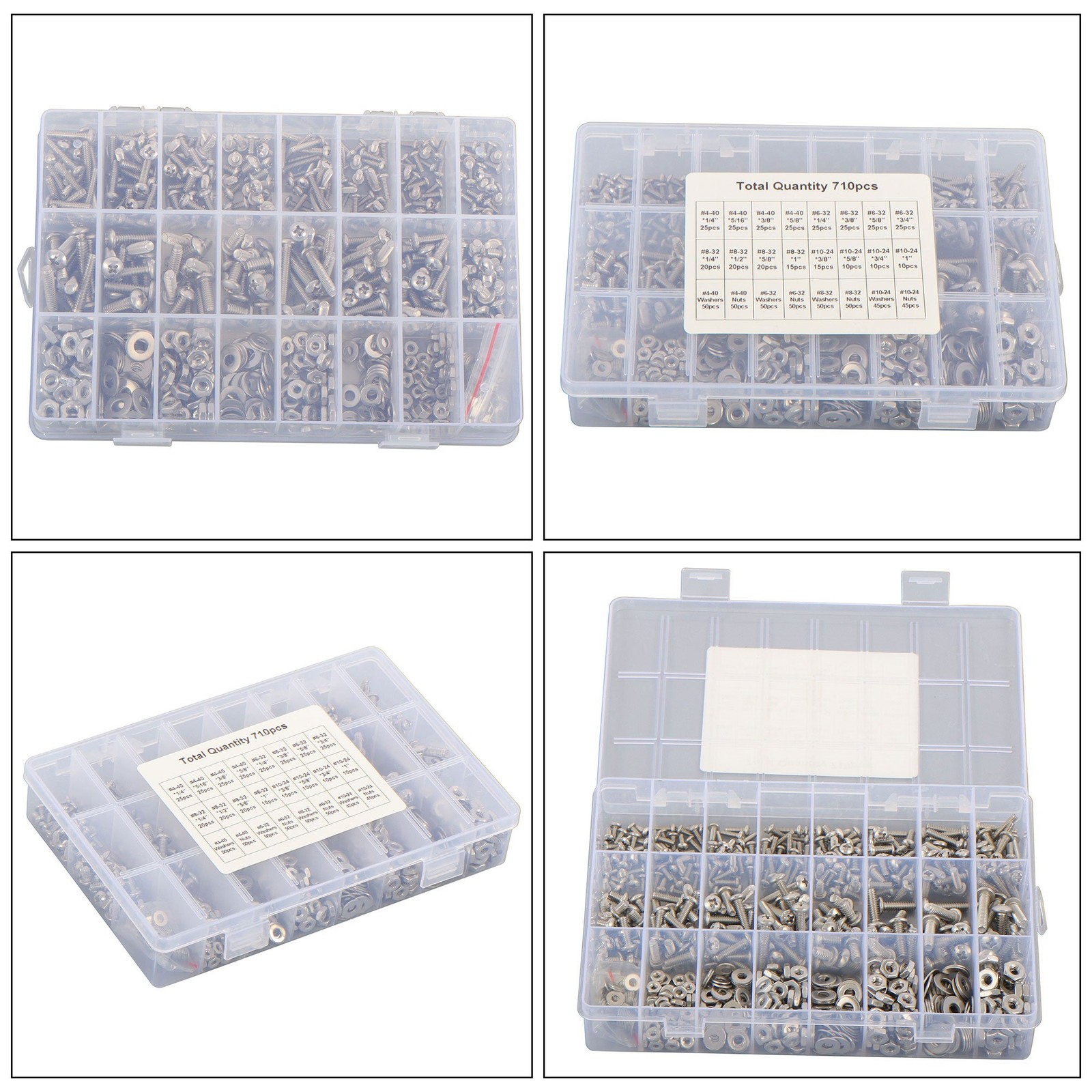 710pieces Machine Screw Assortment Assorted Nuts Bolts and Flat Washers Kit