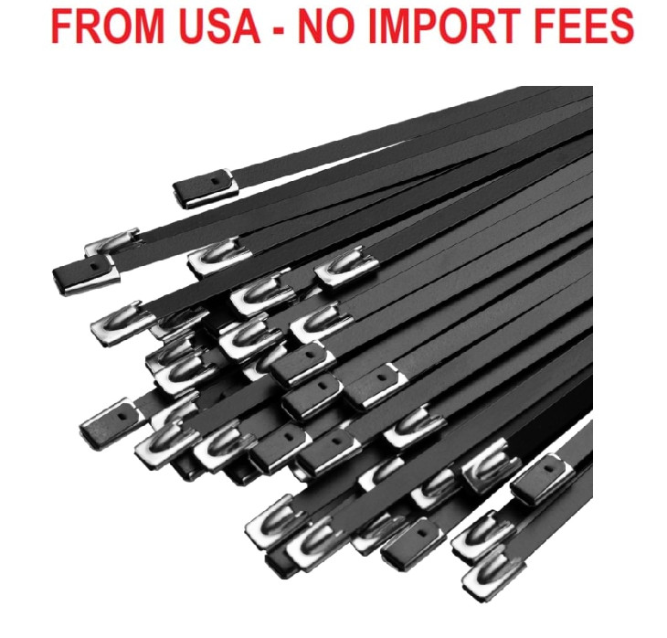 Metal Zip Ties Black 11.8in Stainless Steel Zip Ties Heavy Duty, 270LBS Tensile