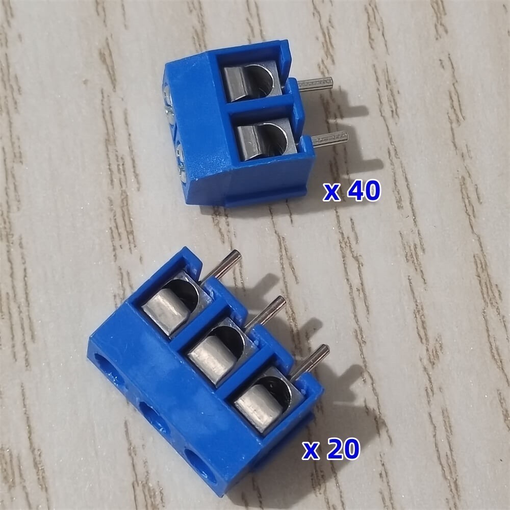 60Pcs Blue KF301-2P/3P PCB Mount Screw Terminal Block Connector 2/3Pin 5mm Pitch