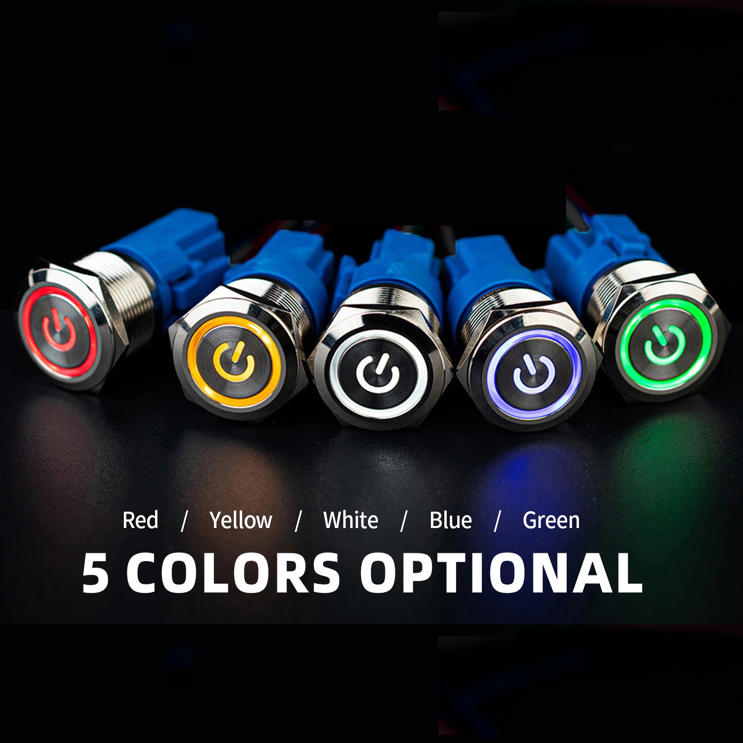 Latching Push Button Power Switch 16mm 12V LED ON OFF Waterproof Stainless Steel