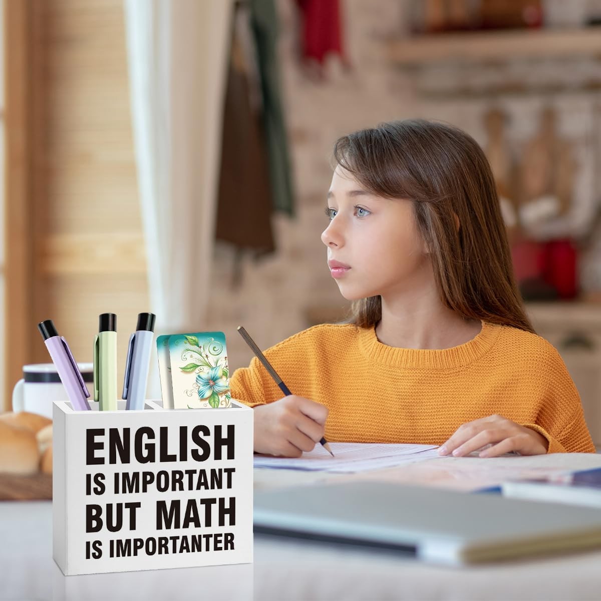 Eiseniy Bookmark Pen Pencil Holder for Classroom Math Decor English