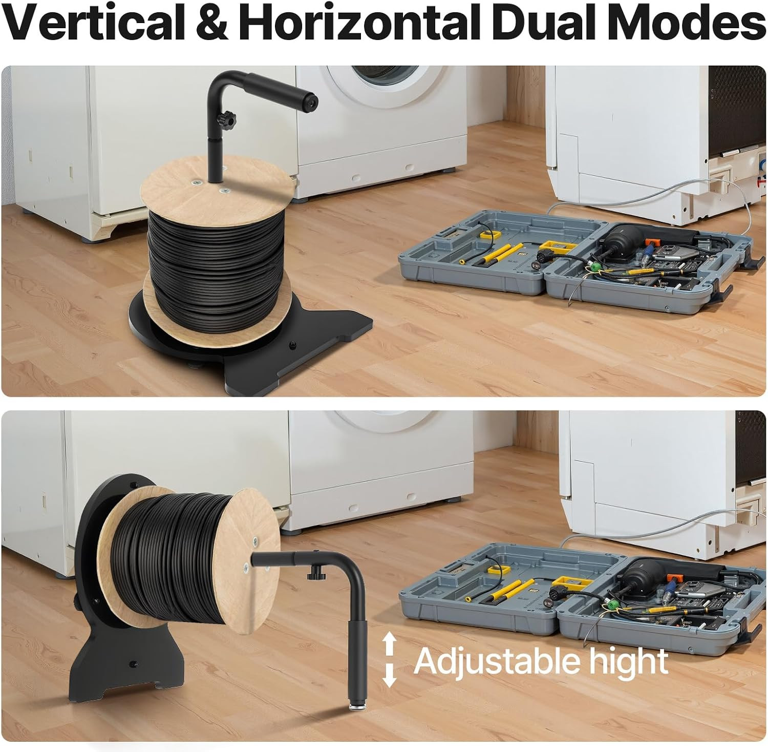 Heavy-Duty Rotating Aluminum Cable Caddy – Supports 220 Lbs, Quick Install