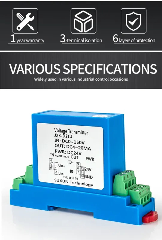 Voltage Transmitter 0-1000V Transducer RS485 to 4-20mA 0-10V DC24V Sensor AC DC