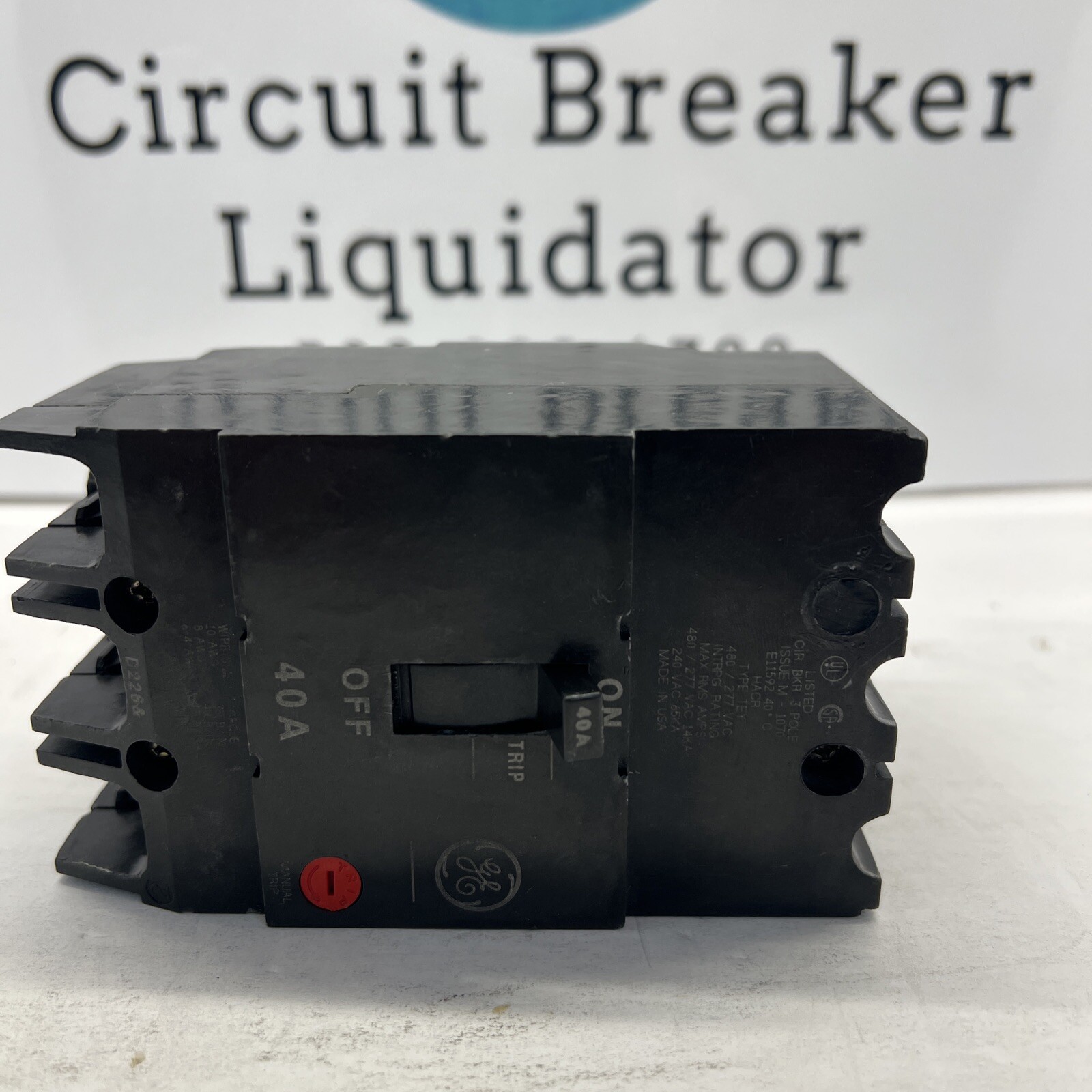 GE TEY340 40 Amp 480V 3 Pole Bolt On Circuit Breaker Refurbished