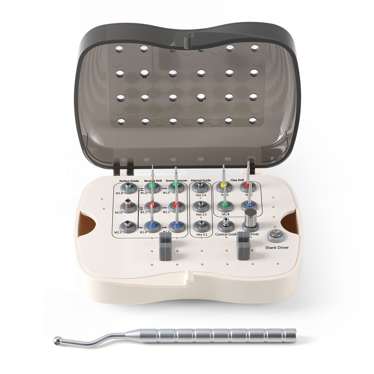 Kit extractor de tornillos rotos de implante dental, instrumental quirúrgico con