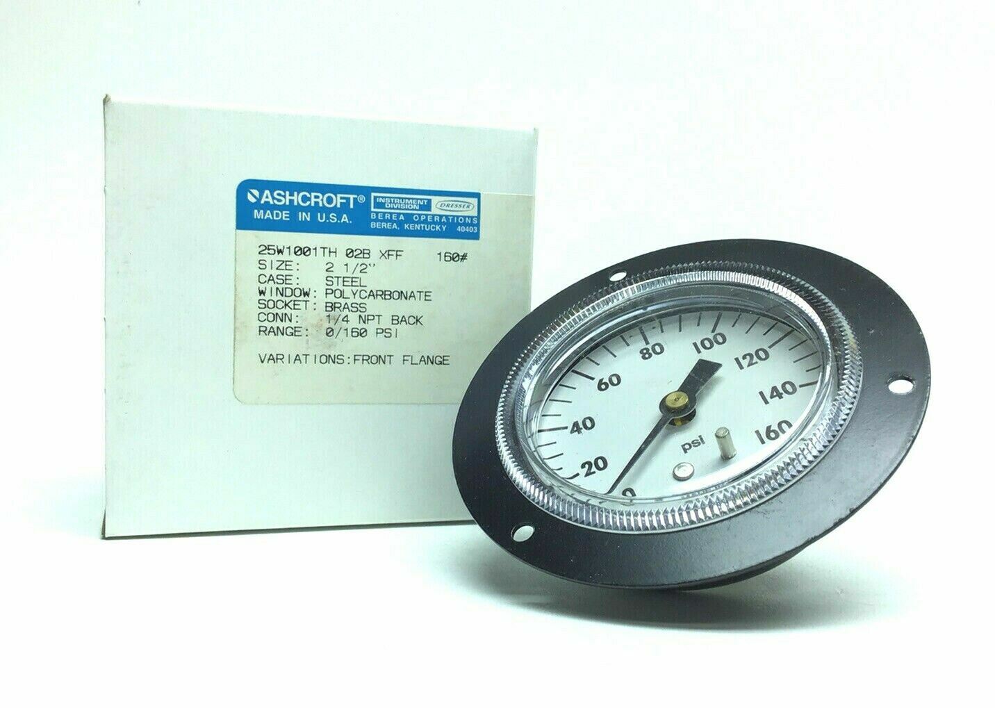 ASHCROFT 25W1001TH 02B XFF 160 PSI 2-1/2″ SIZE PRESSURE GAUGE 1/4 NPT BACK