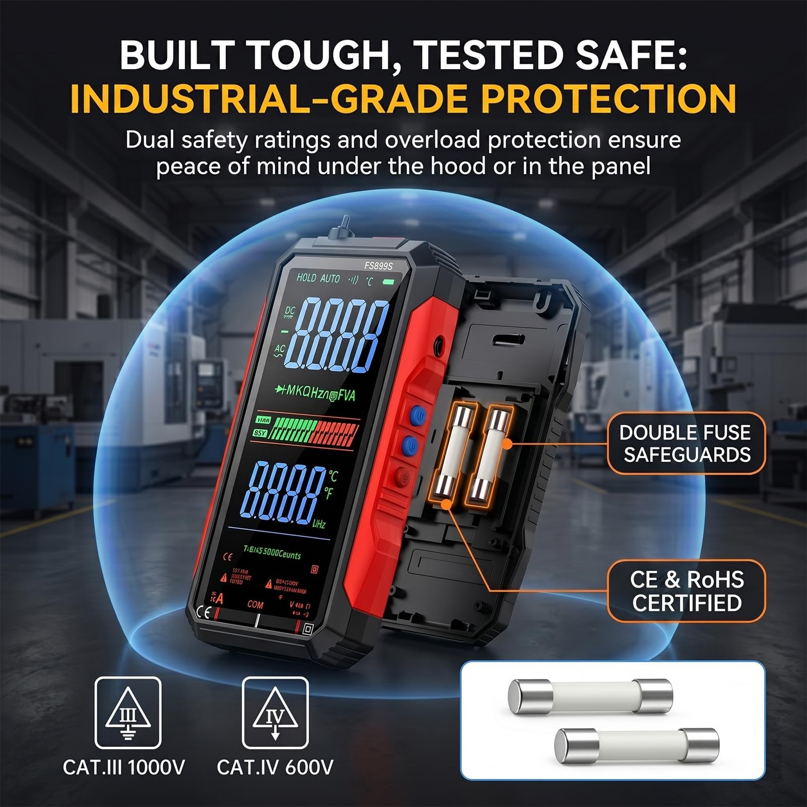 2026 Upgraded FS899L Digital Multimeter & 20 pcs Silicone Test Leads Kit, USB…