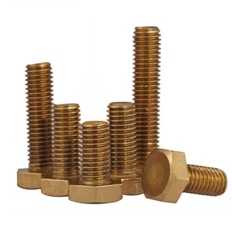M3 M4 SOLID BRASS HEXAGON SET SCREWS FULLY THREADED METRIC HEX HEAD BOLTS DIN933