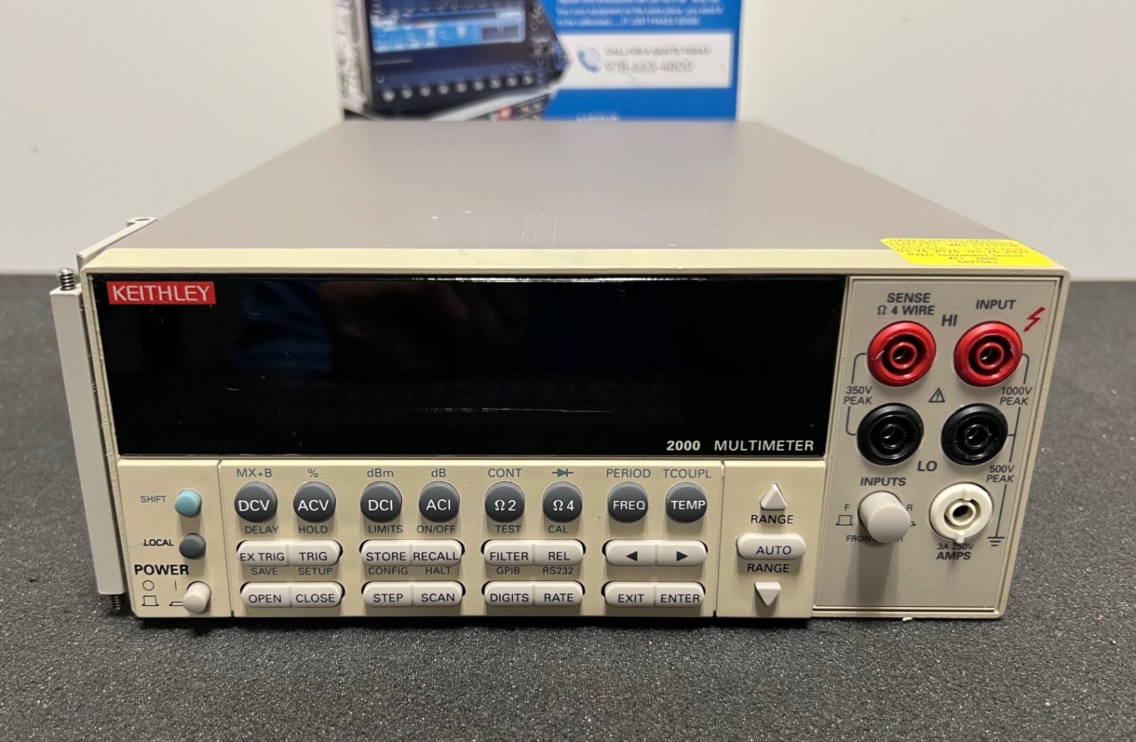 KEITHLEY 2000 6.5 DIGIT BENCHTOP DIGITAL MULTIMETER, CALIBRATED GOOD TIL 03/2027