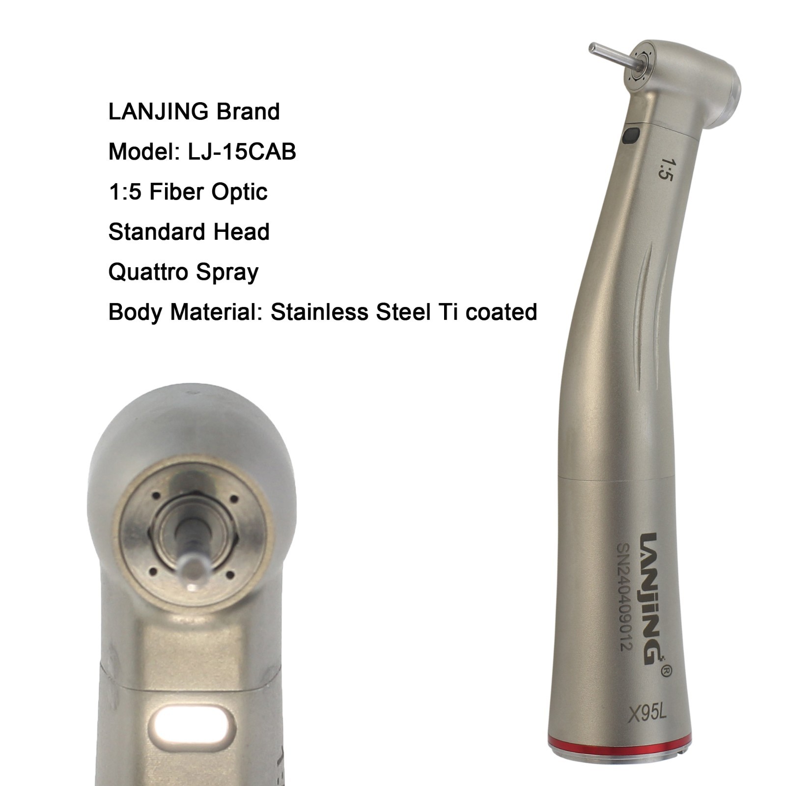 Dental 1:5 Electric Handpiece Contra Angle Fiber Optic KaVo LUX M25L Bien Air