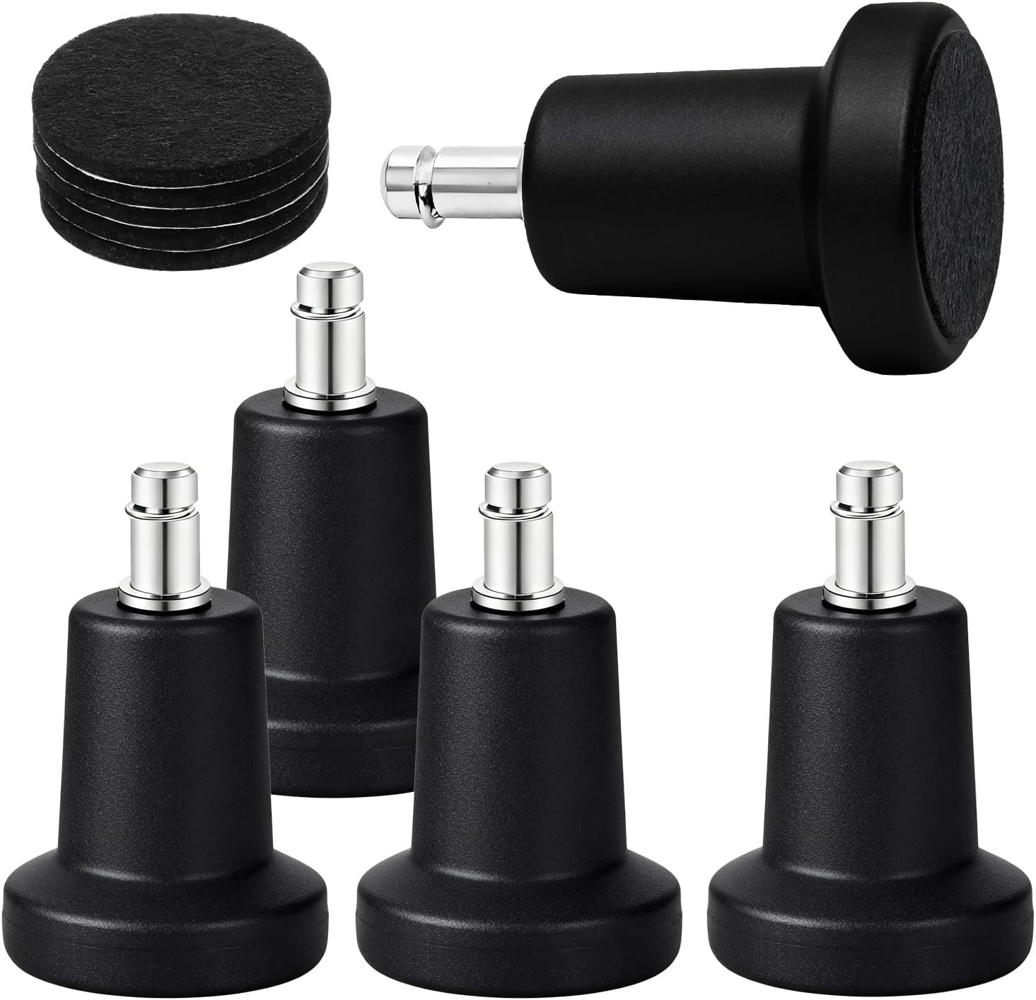 Office Chair Bell Glide Replacement Stationary Caster Feet with Felt Pads 5 Pack