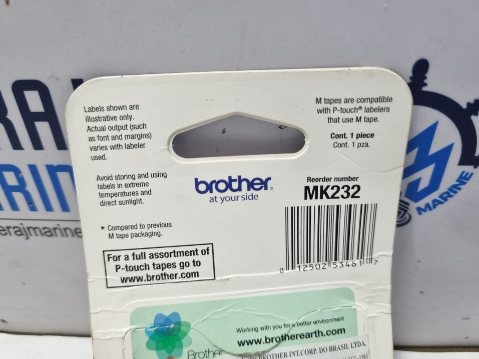 Brother MK-232 Red On White Print Tape 1/2″ 0.47 inx26.2ft (12mmx8m) LOT 3 PCS