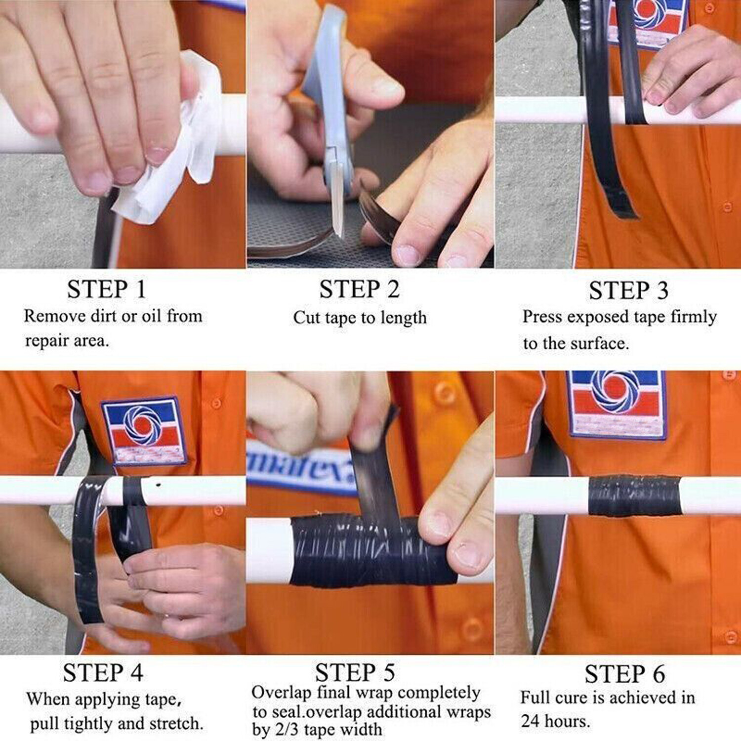 4pcs Black Rubber Silicone Repair Waterproof Adhesive Tape Rescue Self Fusing