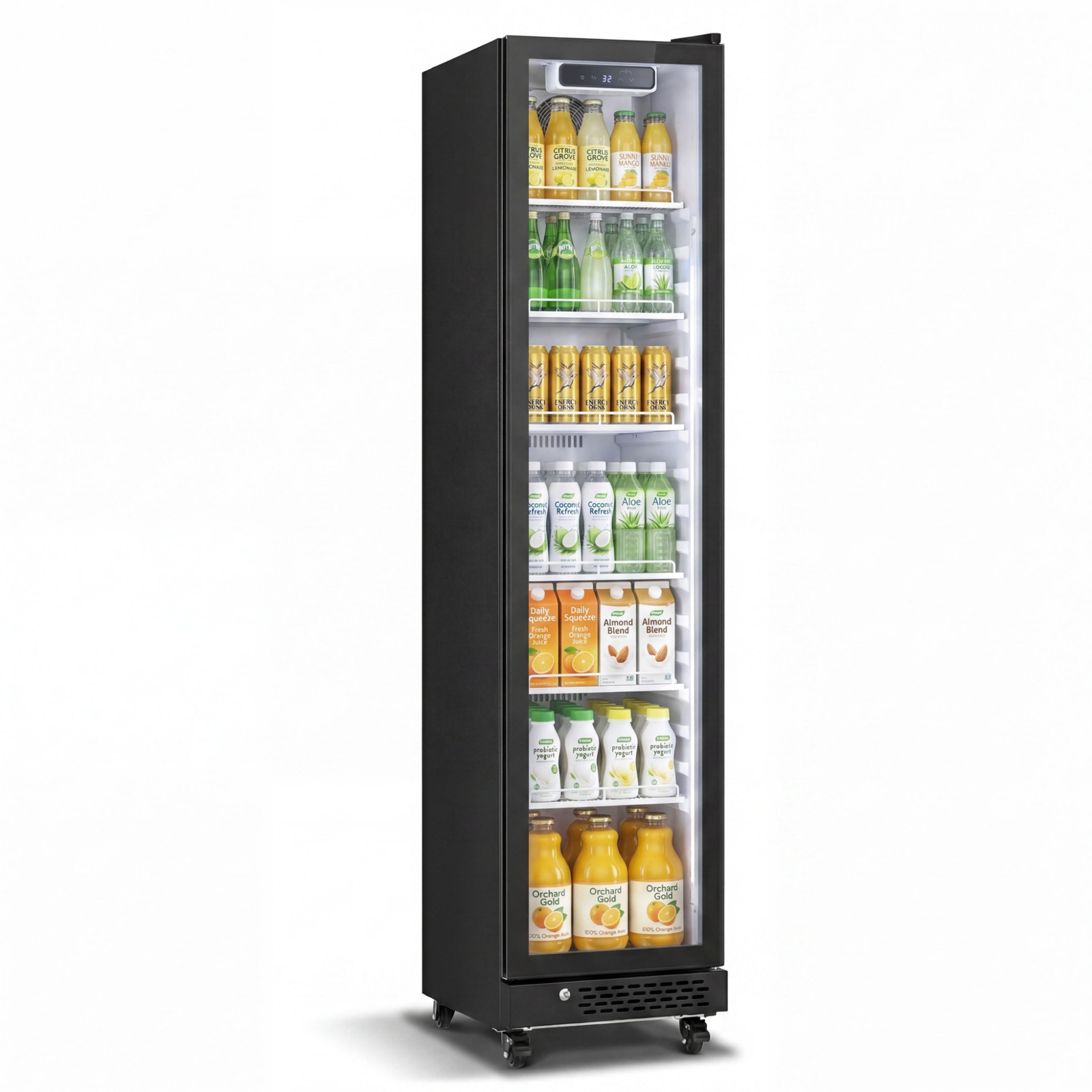 Yeego 8.3 Cu.ft Commercial Fridge 1 Glass Door Merchandiser Refrigerator Black