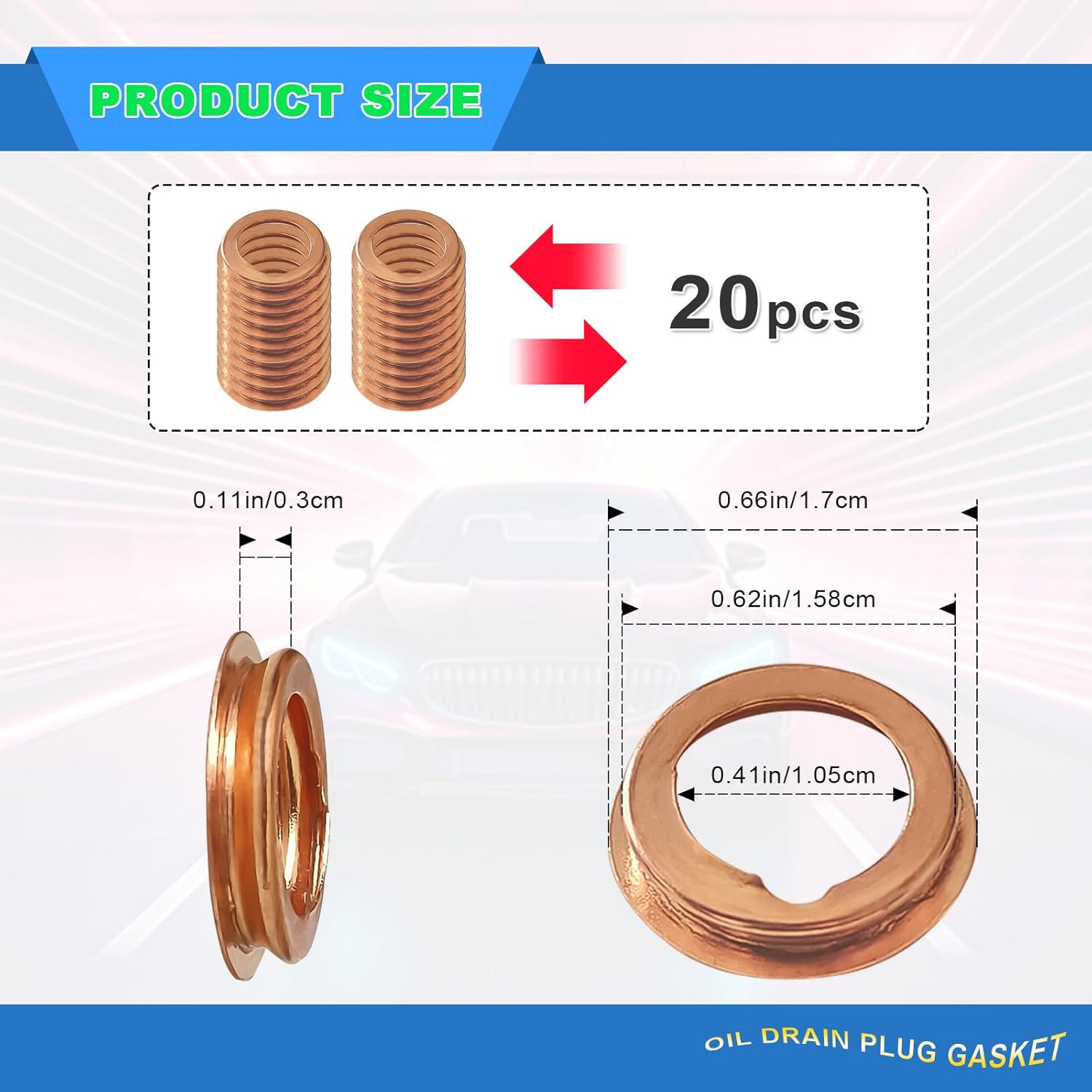 20Pcs Oil Drain Plug Gasket, Copper Crush Washer Compatible with Nissan/Infiniti