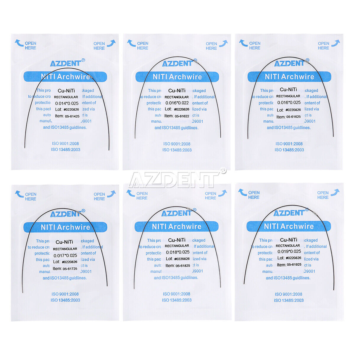 Dental Orthodontic Cu NiTi Copper Rectangular Arch Wire & Stops Preformed AZDENT
