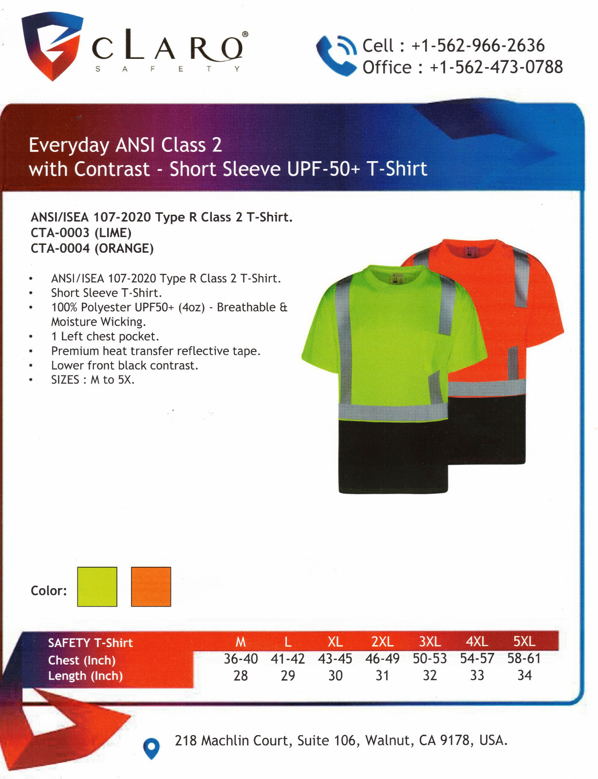 Everyday ANSI Class 2 with Contrast ? Short Sleeve UPF-50+ T-Shirt