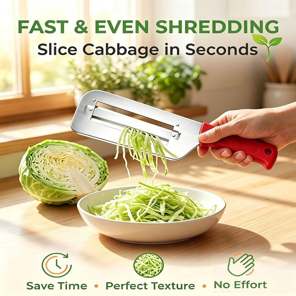 Cabbage Shredder Vegetable Slicer Cole Slaw 11.4in*3.2in*0.63in, red-2pcs