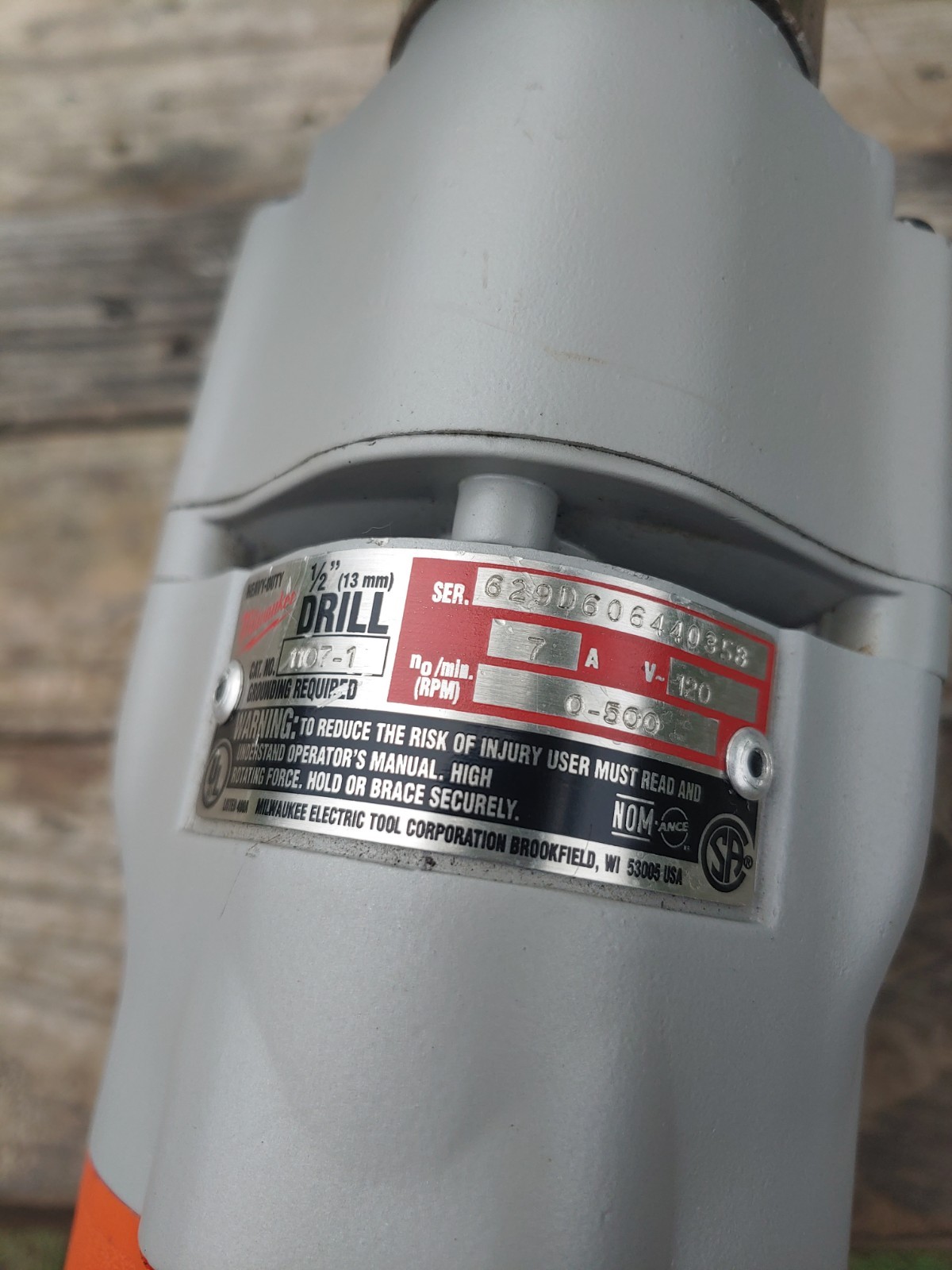 Milwaukee 1107-1 1/2″ Heavy Duty D-handle Drill. USA. Serviced.