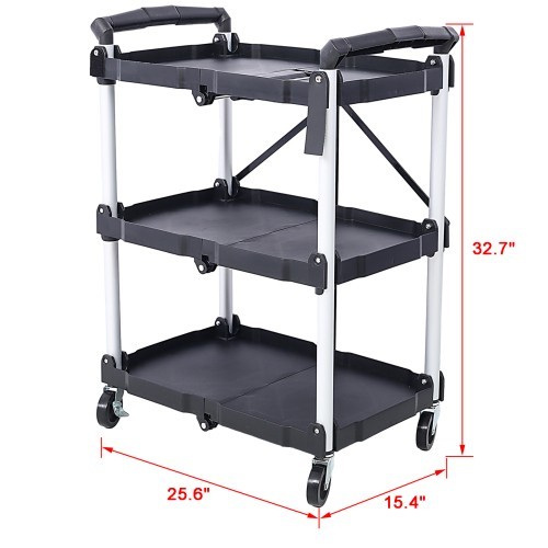 Olympia Tools 85-188 Pack-N-Roll Folding Collapsible Service Cart, Black, 50 Lb.