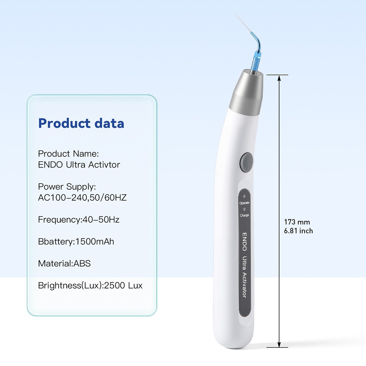 AZDENT Dental Endo Ultra Sonic Activator Handpiece Root Canal Irrigator+3 Tips