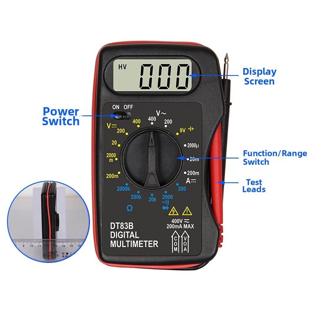 DT83B Handheld Digital Tester for AC Voltage DC Voltage and Ohms Measurement