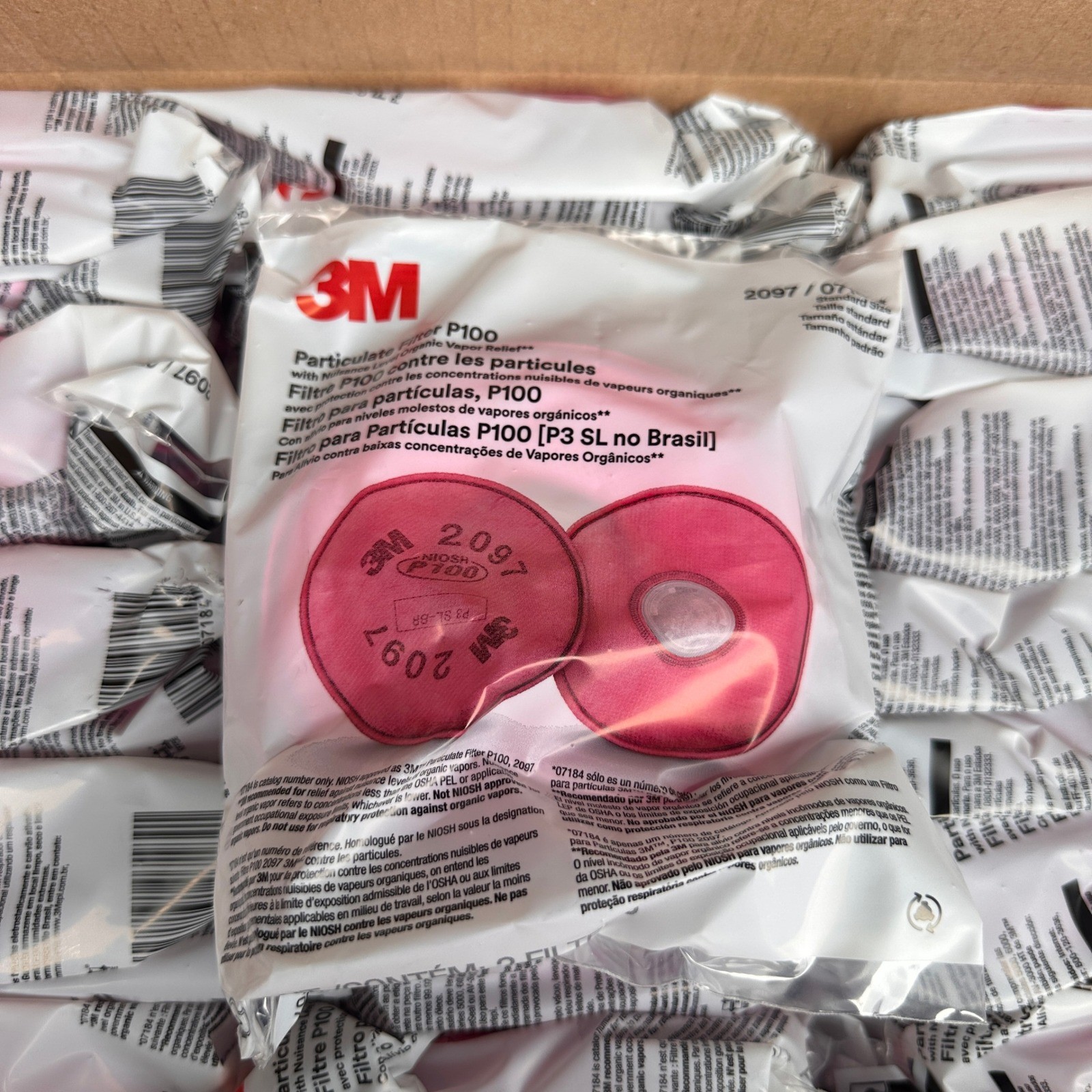 Pack of 50 Pairs 3M Particulate Filter 2097, P100 EXP 05/2028 Respiratory Prote