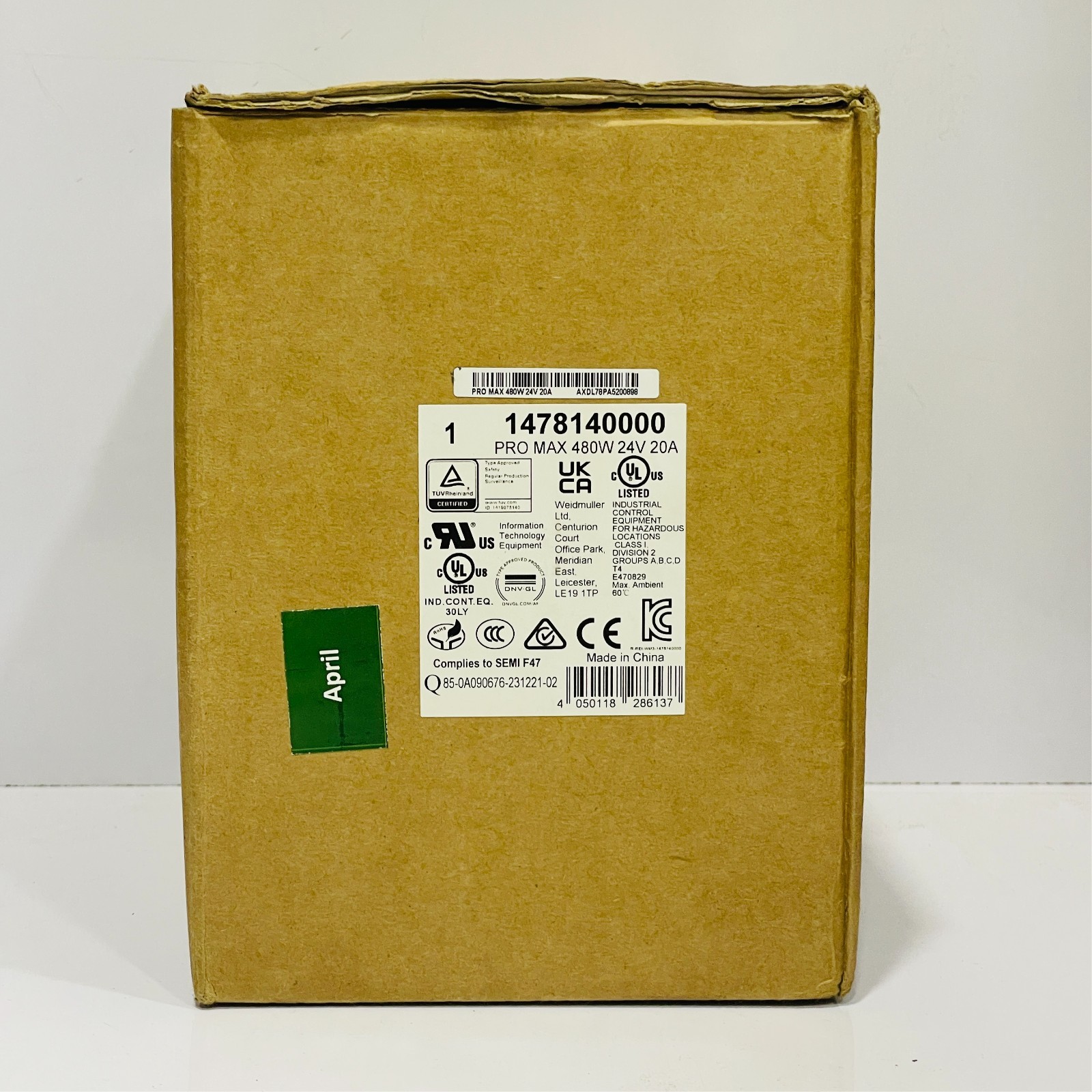 WEIDMULLER 1478140000 PRO MAX 480W 24V 20A SWITCHING POWER SUPPLY DIN RAIL
