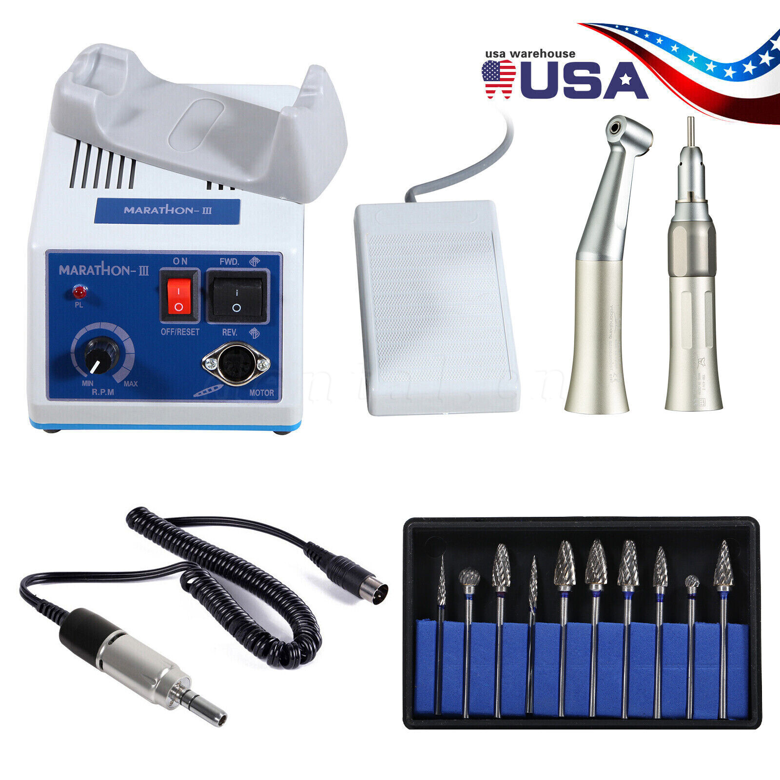 Dental Lab MARATHON Electric Micromotor Polisher /35K RPM Handpiece Polishing